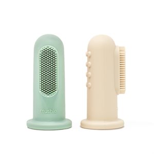 Mushie Finger Toothbrush - Cambridge Blue/Shifting Sand